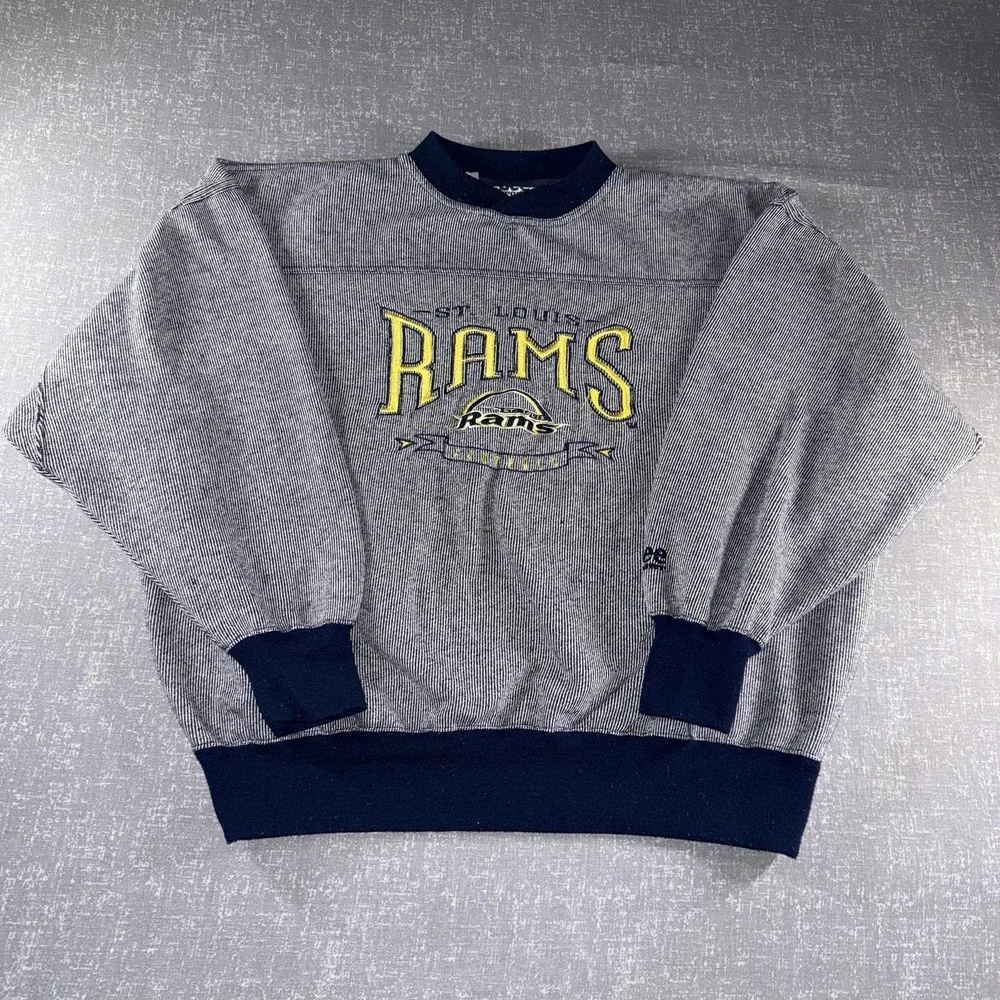 Vintage St Louis Rams Sweatshirt Mens Large Gray NFL Football Lee Sport